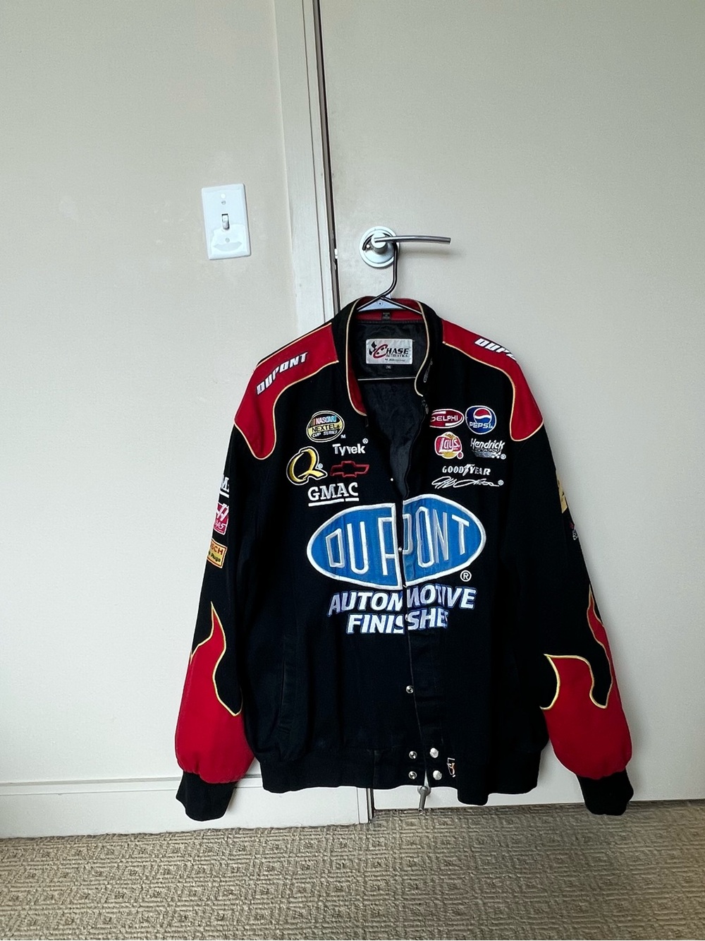 Chase Authentics Black and Red DuPont Racing Bomber Jacket
